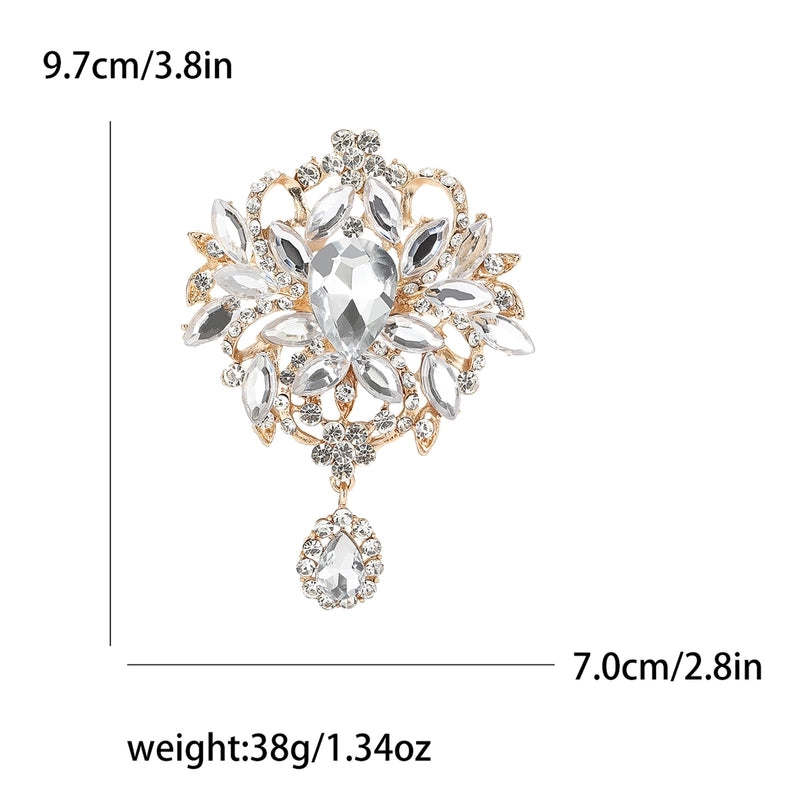 Elegant Retro Pin Geometric Alloy Inlay Rhinestones Glass Women’s Brooches