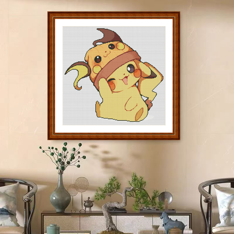 1set DIY Printed Cross Stitch Kit 【ZZ6656- Pikachu Baby】printed (stamped) cross-stitch Painting Fairy Cross Stitch