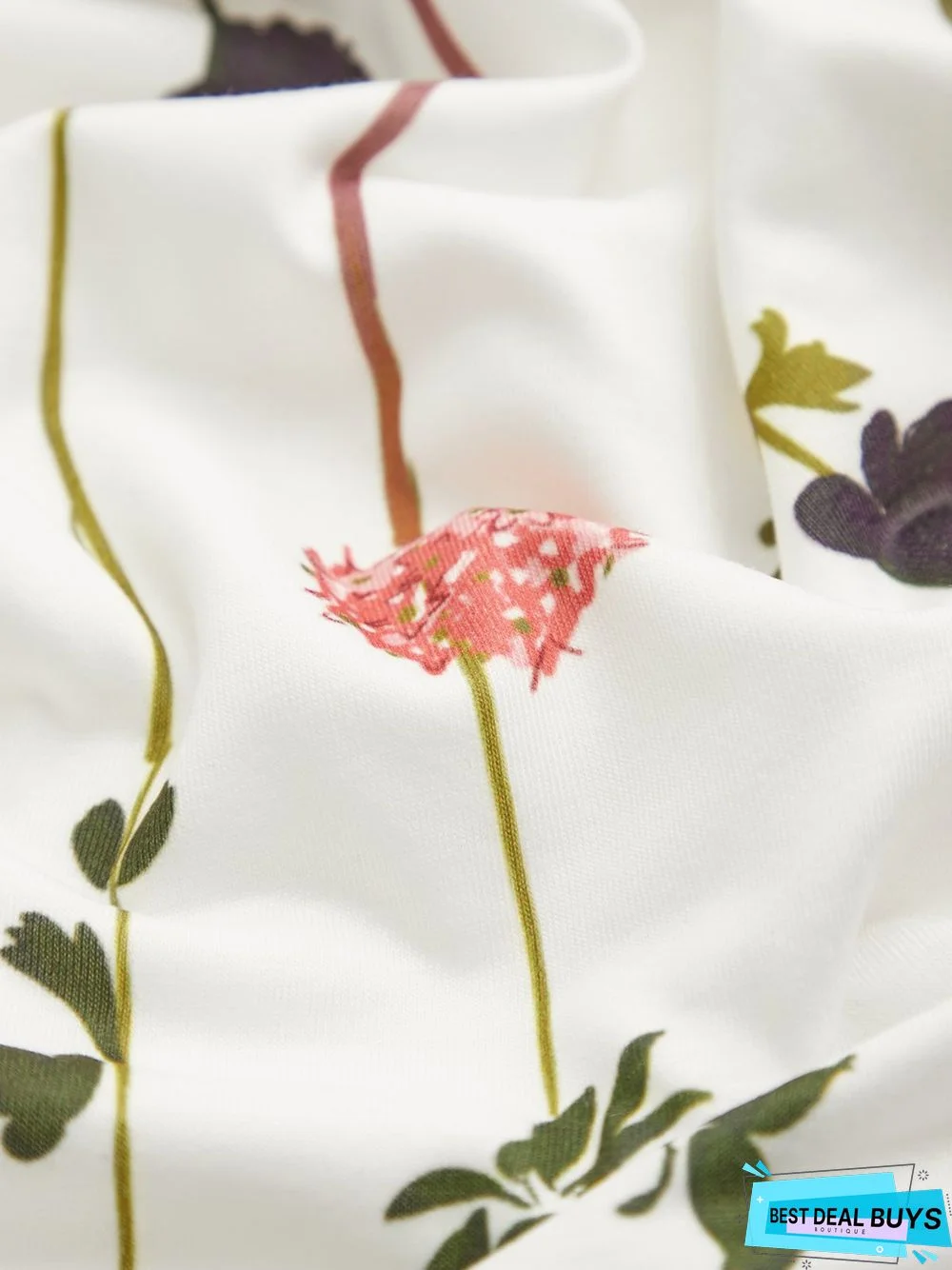 Cotton-Blend Floral Boho Loose Midi Dress