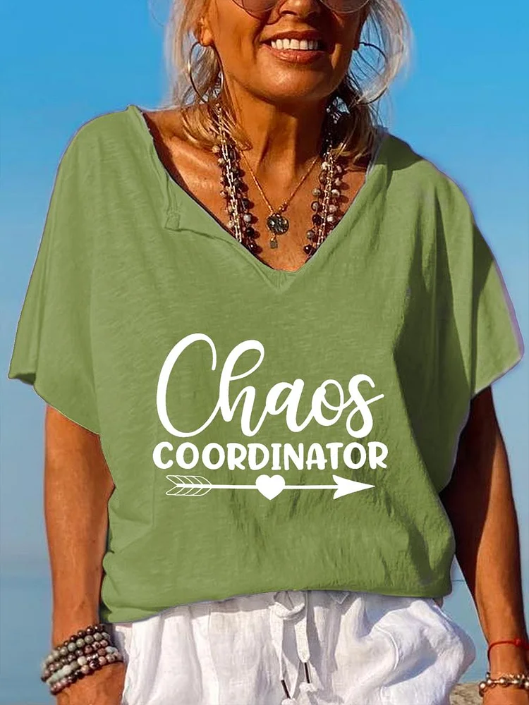 Chaos Coordinator V Neck T-shirt-06694