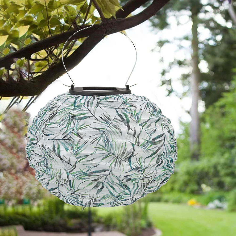 Solar Light LED Hanging Ball Lantern Waterproof Painted Pattern Lamp (A)