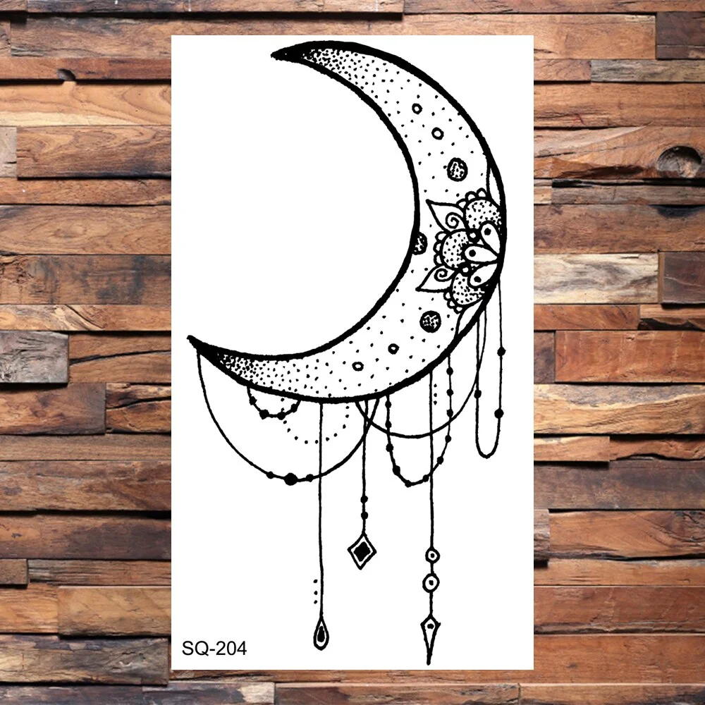 3D Moon Temporary Tattoos For Adults Mountain Sun Cluster Dream Catcher Tatoos Fake Pendant Tattoo Sticker Sexy Body Arm
