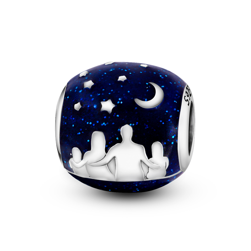 925 Silver Happy Family in the Evening Charms fit for DIY Charms Bracelet & Bangle Fine Jewelry KTC055