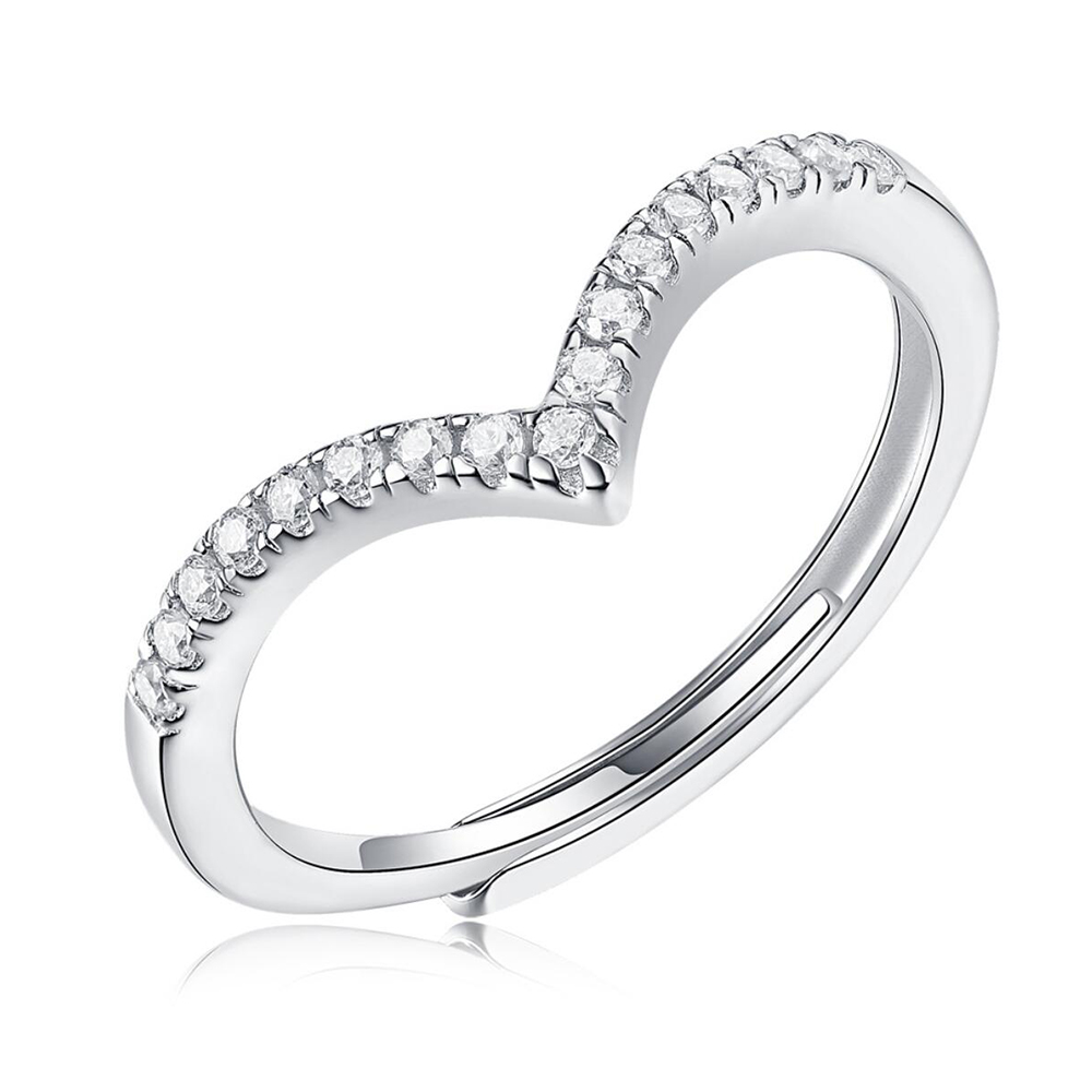  Moissanite Finger Rings for Women 925 Sterling Silver V Shape Stackable Wedding Engagement Adjustable Ring Fine Jewelry