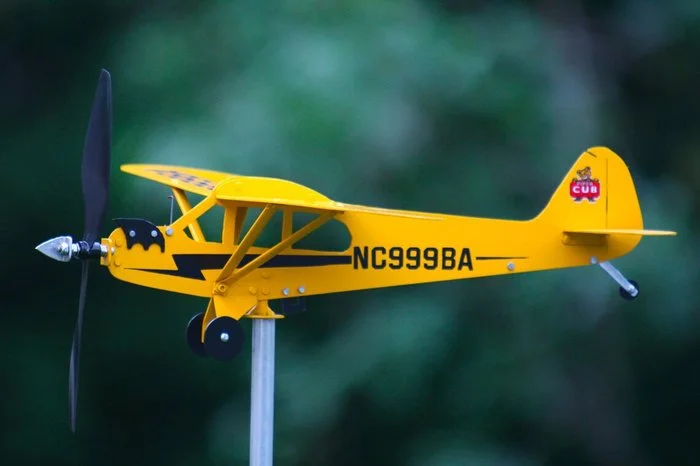 Shineshore Piper J3 Cub Airplane Weathervane - Gifts for flight lovers