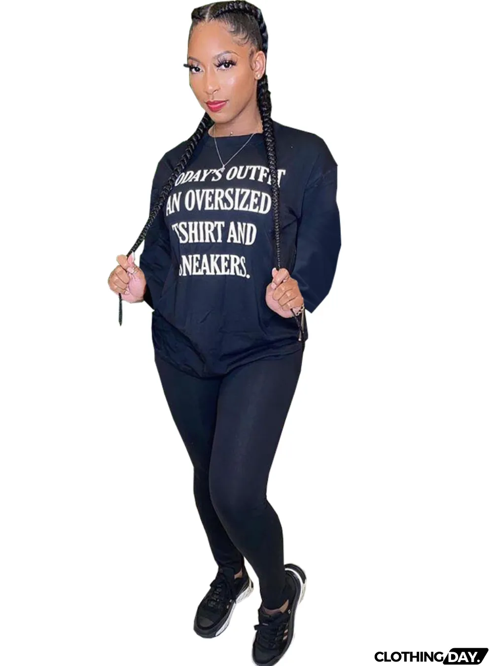 Autumn Two Piece Matching Print Shirt and Tight Pants Set