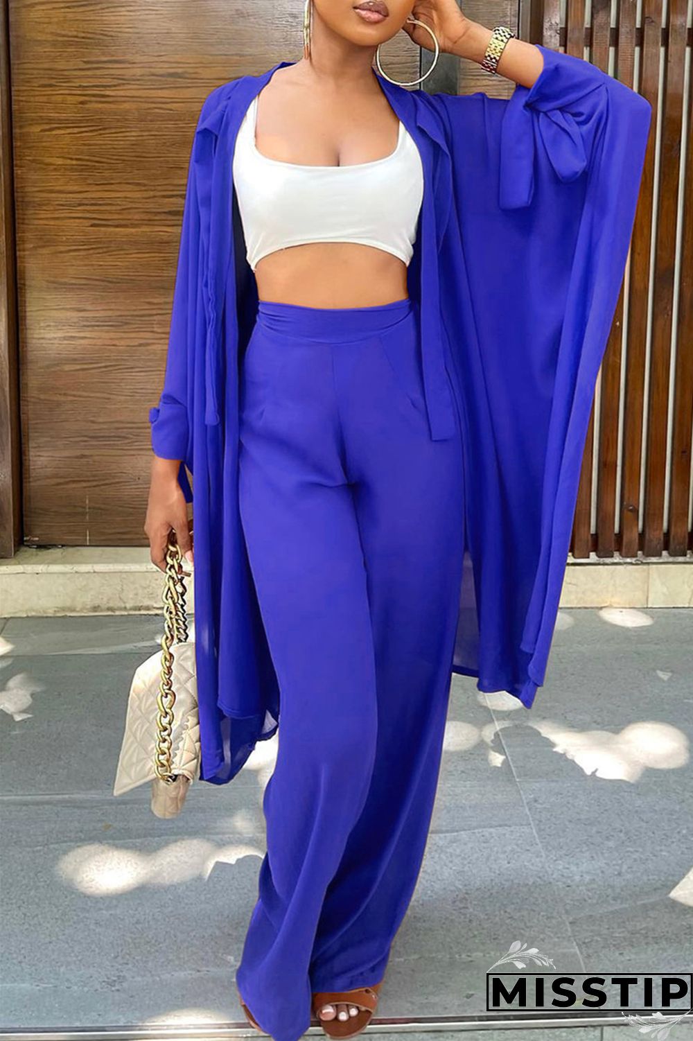 Black Fashion Casual Solid Cardigan Pants Long Sleeve Two Pieces