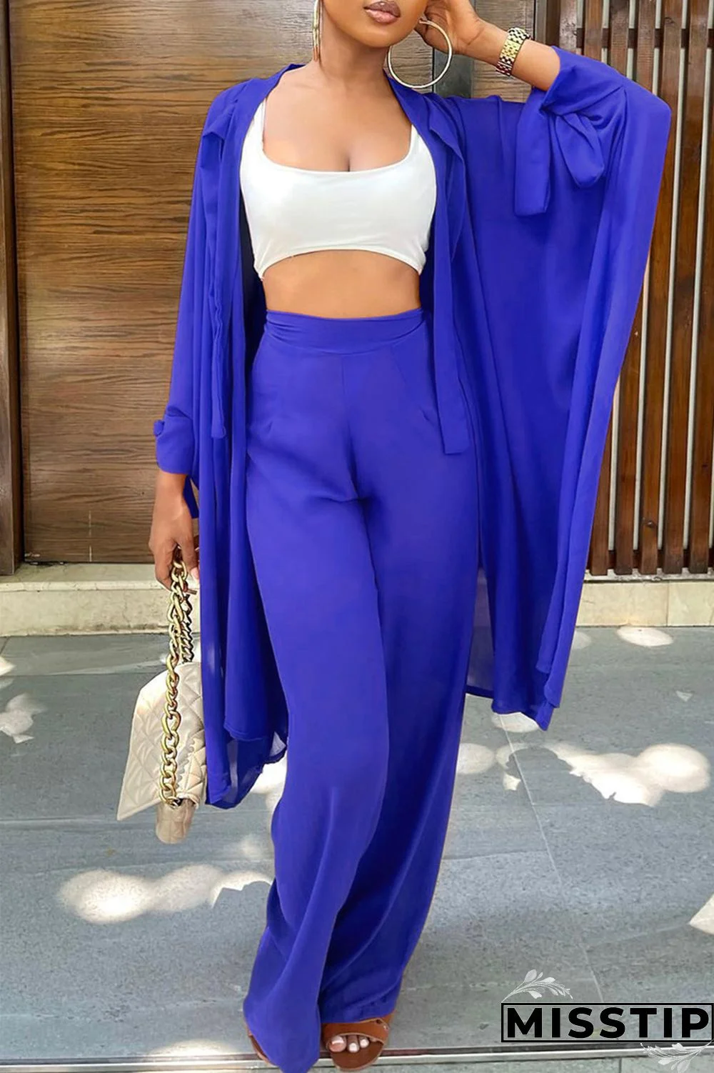 Black Fashion Casual Solid Cardigan Pants Long Sleeve Two Pieces