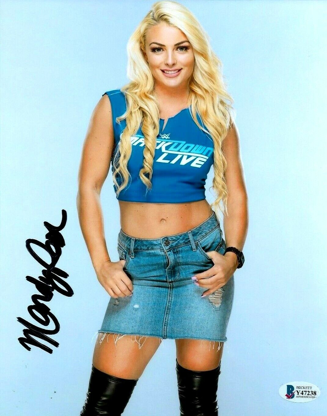 WWE MANDY ROSE HAND SIGNED AUTOGRAPHED 8X10 Photo Poster painting WITH PROOF AND BECKETT COA 20