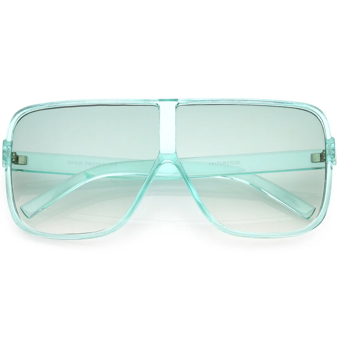 Oversize Translucent Square glasses Flat Top Color Tinted Lens 69mm