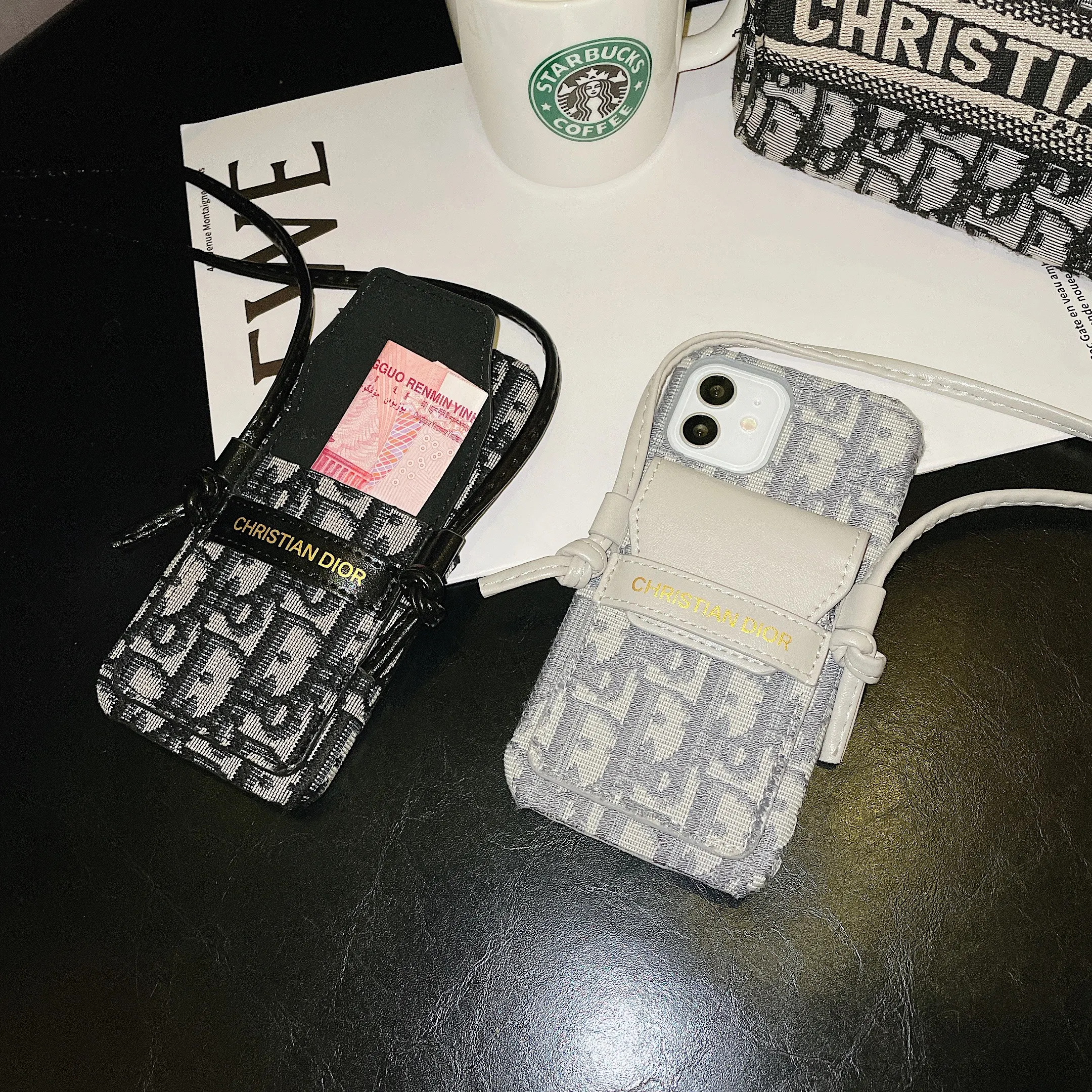 Dior DIY crossbody phone cases for iPhone 15pro 14pus 13promax 12 11pro xsmax xr x 7 8plus