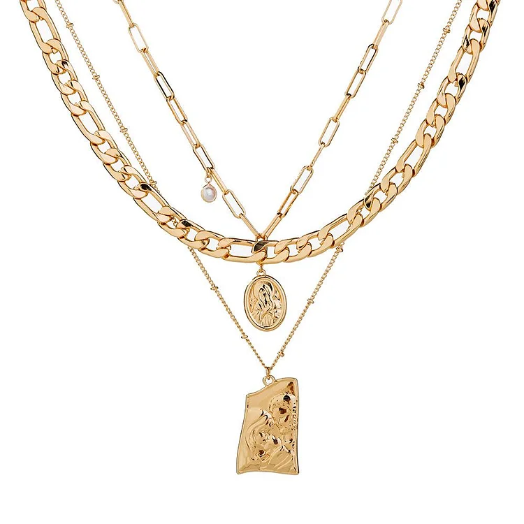 Multi Layered Chain Necklace With Star Pendant Women Chocker Necklace