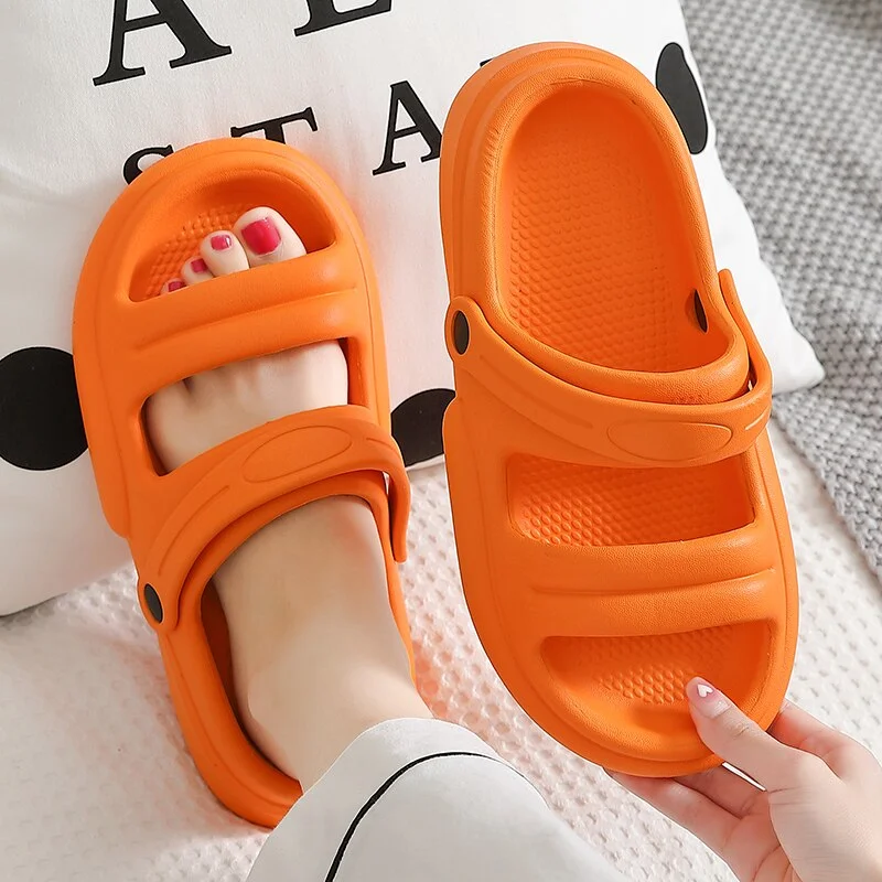 Summer Women Flip Flops Slippers Solid Thick EVA Platform Non-Slip Heel Sandals Home Outdoor Beach Couples Men's Ladies Shoes