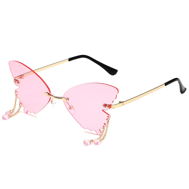 IG Style Hip-Hop Solid Color Pc Butterfly Frame Frameless Women’s Sunglasses