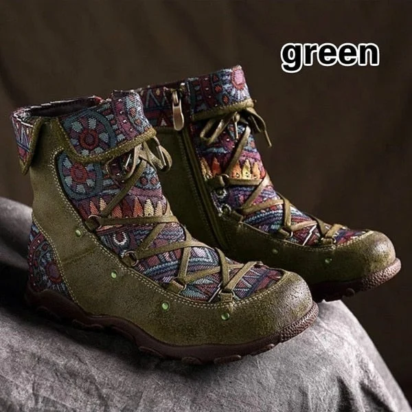 Women's Ladies Retro Bohemian Style Ankle Zip Short Boots Booties Casual Shoes Women's Winter Boots Botas mujer invierno 2020