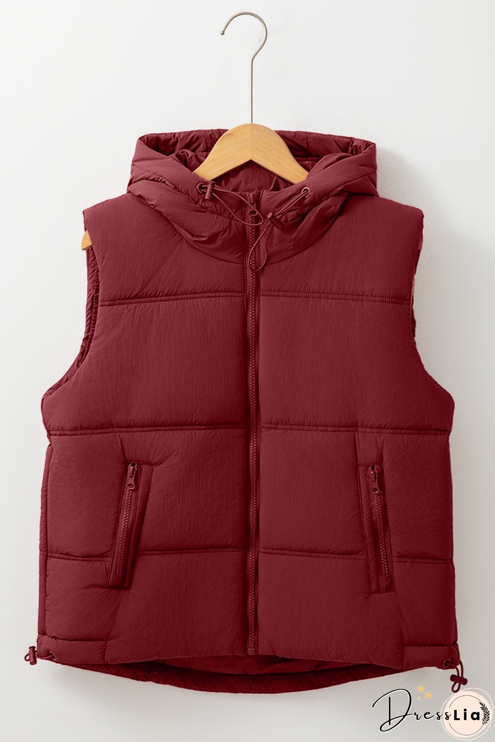 Zip-up Side Pockets Hooded Puffer Vest