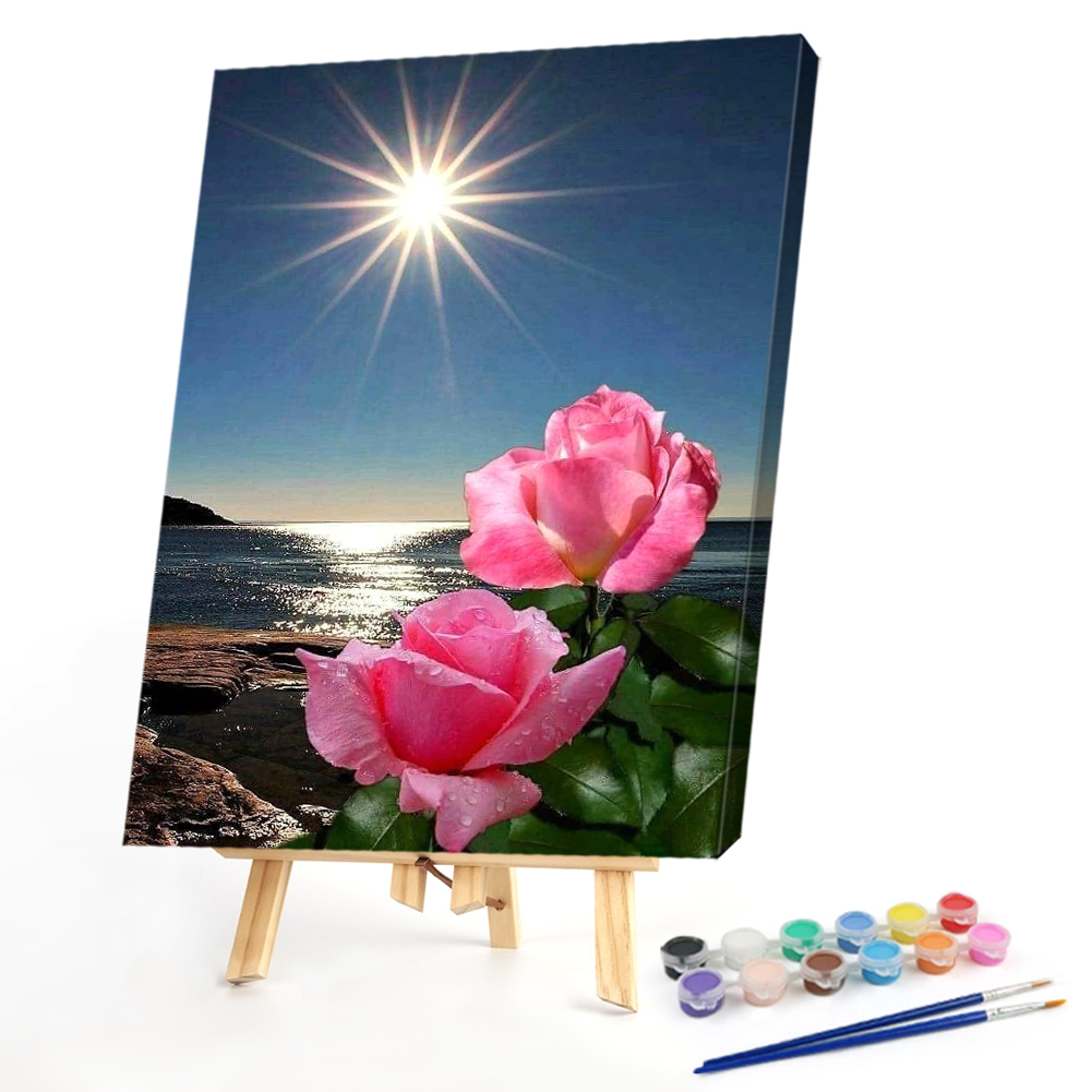 

40*50CM - Paint By Numbers - Moon And Flowers, 501 Original
