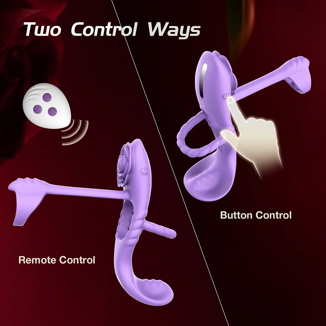 Newly Vibrating Cock Ring 3 Motors Rose Couples Sex Toys