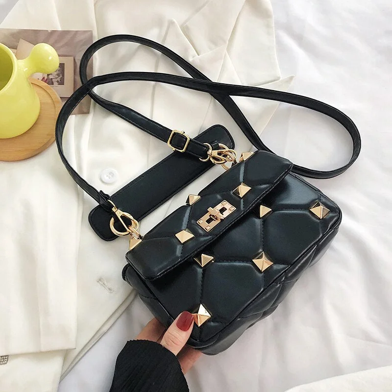 LEFTSIDE Small Rivet Design PU Leather Crossbody Bag For Women 2021 Shoulder Handbags And Purses Female Travel Designer Totes