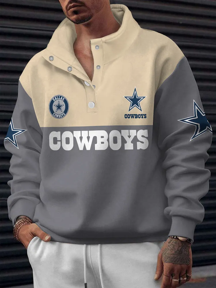 Dallas Cowboys  2025 New Design Casual Snap  Mockneck Pullover Sweatshirt