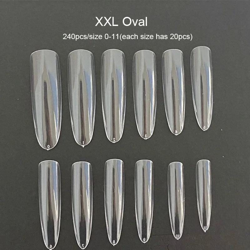 Gel Nails Extension System Full Cover Sculpted Clear Stiletto Coffin False Nail Tips 240pcs/bag-Nail Inspo