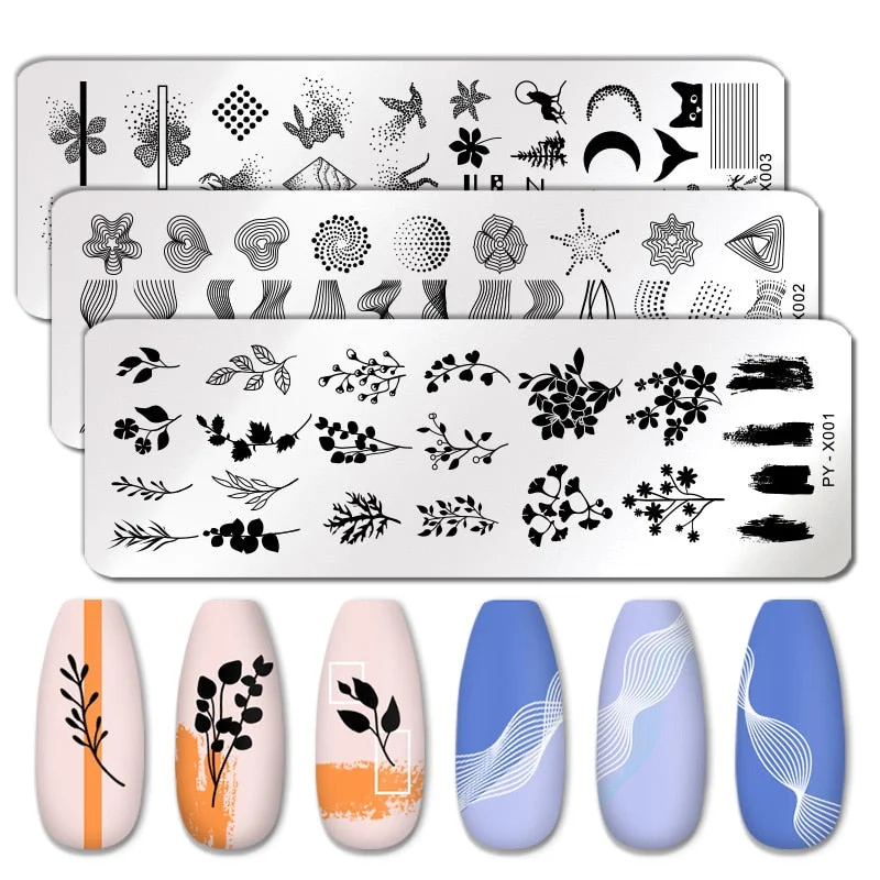 PICT YOU Flower Leaf Geometry Nail Stamping Plate Stainless Steel Nail Image Plate Stencil Tools DIY Printing Stamp Template-Nail Inspo