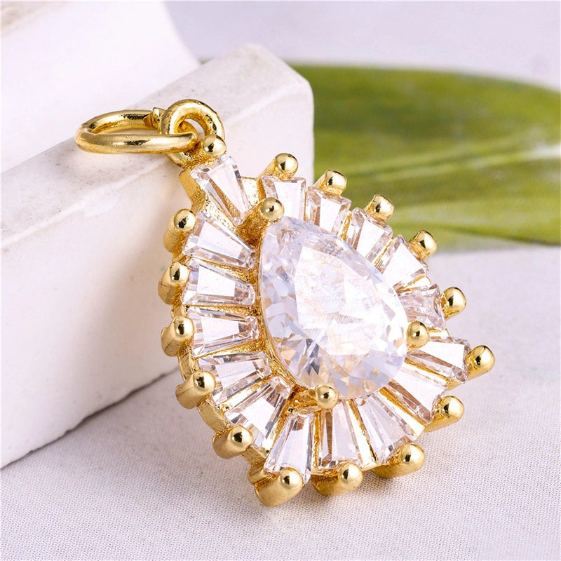 1 Piece Copper Zircon Water Droplets Pendant Jewelry Accessories