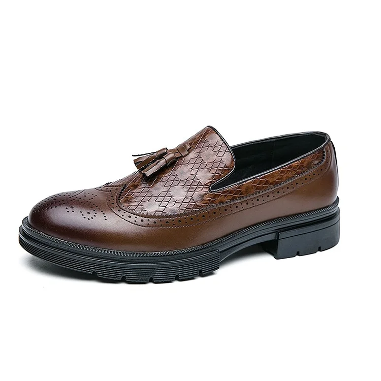 Gregorysupply Classic Leather Shoes for Men Casual Soft Sole Oxford Shoes Comfortable Men Slip-On Loafers Business Moccasins Driving Footwear