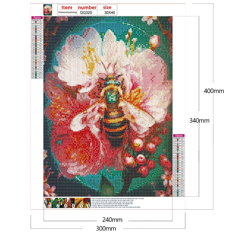 Full Round Diamond Painting 30*40cm - Flower Bee