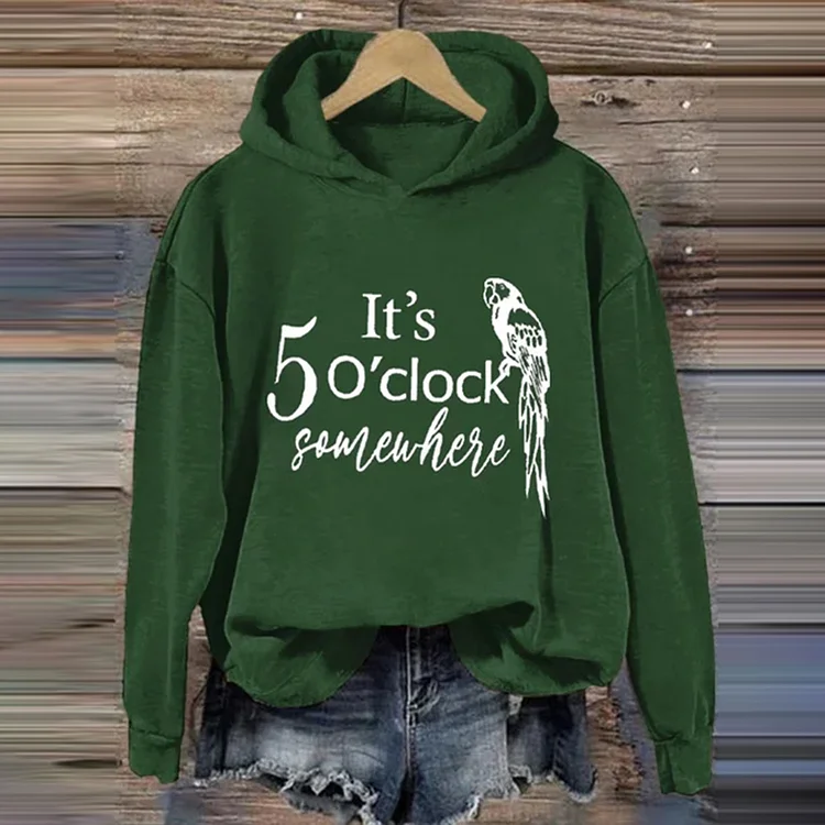 Retro Parrot It's 5 O'clock Somewhere Print Sweatshirt