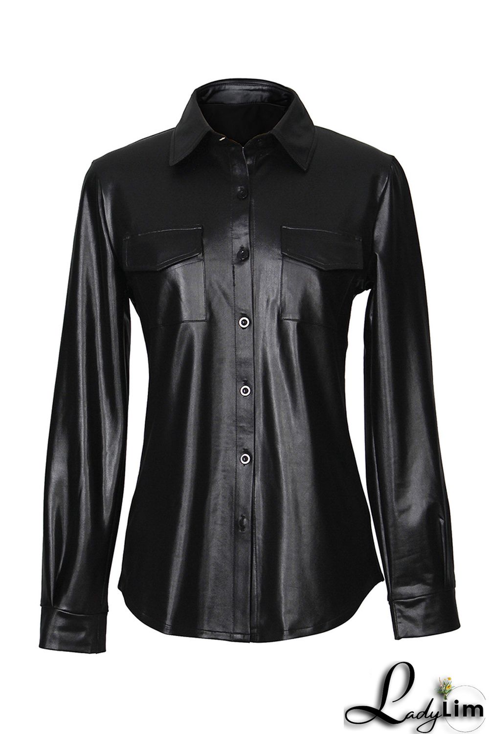 Red Fashion Casual Solid Basic Turndown Collar Tops