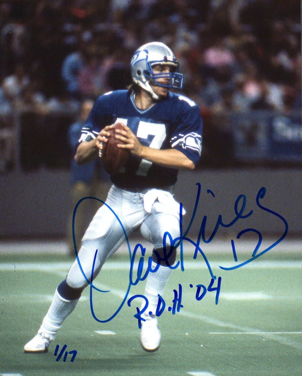 Dave Krieg Autographed Signed INSCR 8x10 Photo Poster painting #10 Seattle Seahawks /17