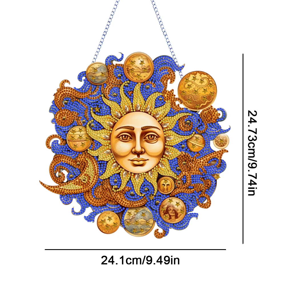 DIY Sun Moon Acrylic Single Side Special Shaped Diamond Painting Hanging Ornament