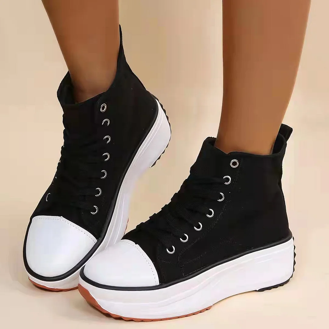 Vstacam  Fashion Rivets Height Increasing Womens Shoes Platform Sneakers Wedge Shoes For Women Casual High-Top Shoe Sneakers