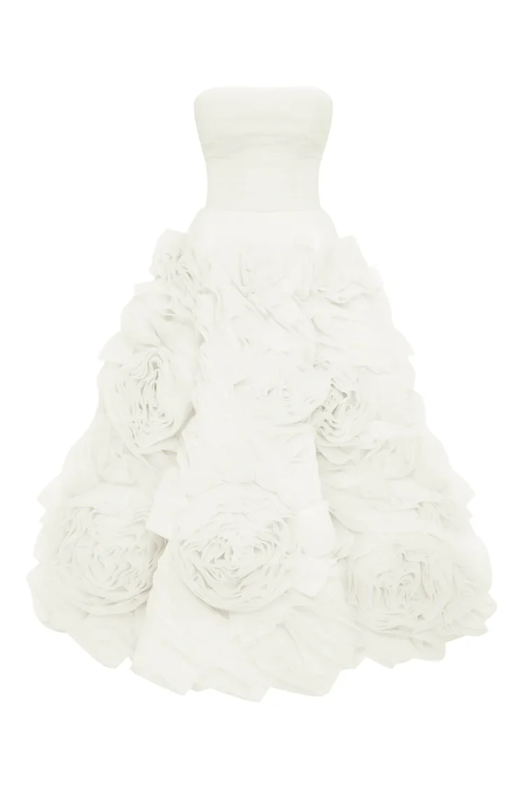 open lace back dress Mill Women's Dramatic Flowered Organza Midi Dress - Pink