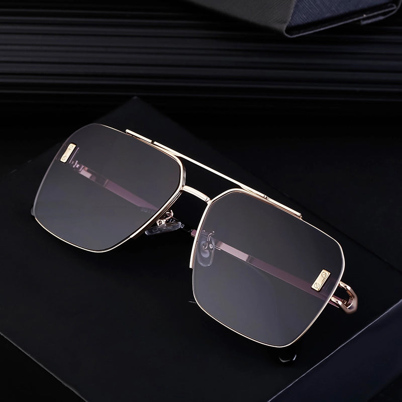 Retro Minimalist Commute Gradient Color Pc Square Full Frame Men’s Sunglasses