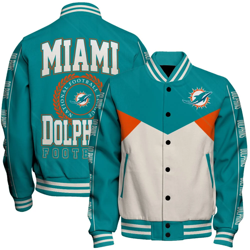 Miami Dolphins Football Team 2024 - 25 Personality, Outstanding Unisex Varsity Jacket