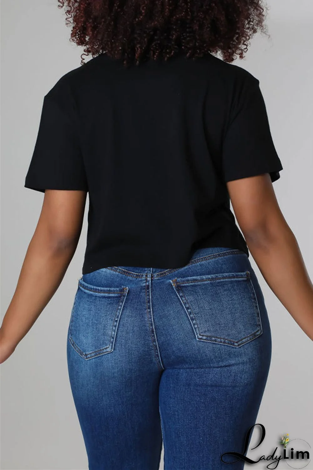 Black Pink Fashion Casual Letter Print Basic O Neck T-Shirts