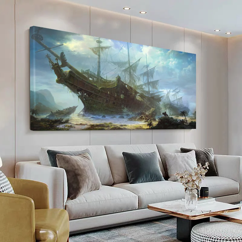 Wonderful Art, Sail Battleship Canvas Wall Art