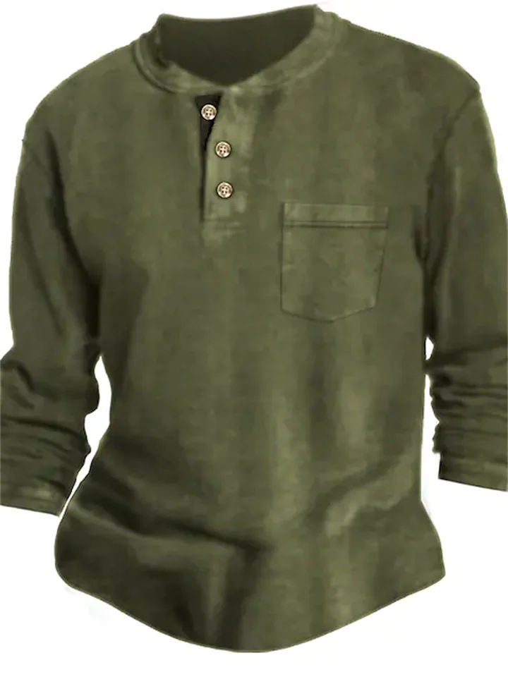 Men's Henley Shirt T shirt Tee Plain Crew Neck Street Daily Long Sleeve Button-Down Clothing Apparel Fashion Designer Casual Comfortable