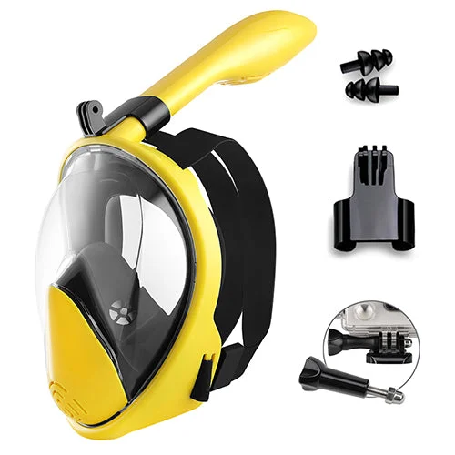 Underwater Scuba Diving Anti Fog Yellow Full Face Snorkeling Mask Safe Waterproof Top Breathe System Mask