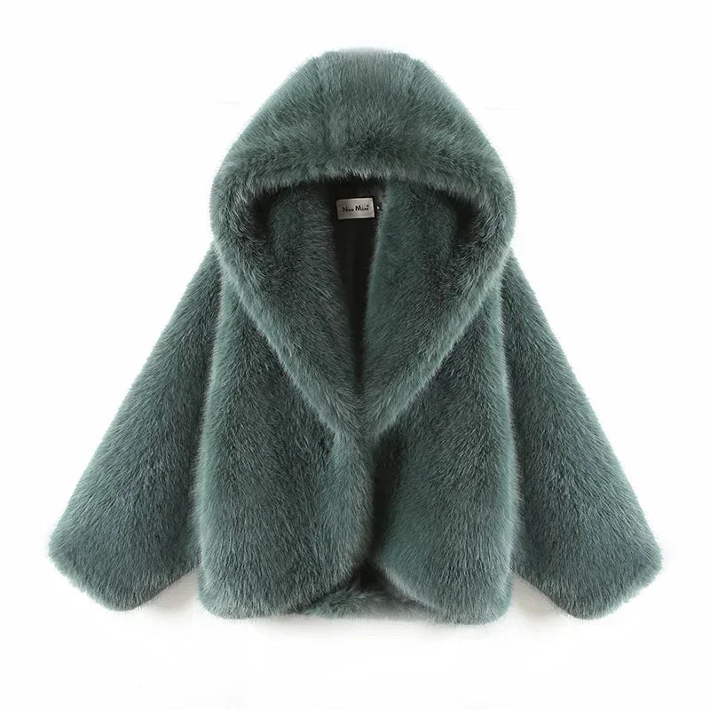 Toloer Neon Faux Fur Hooded Coat-Outfit Ideas