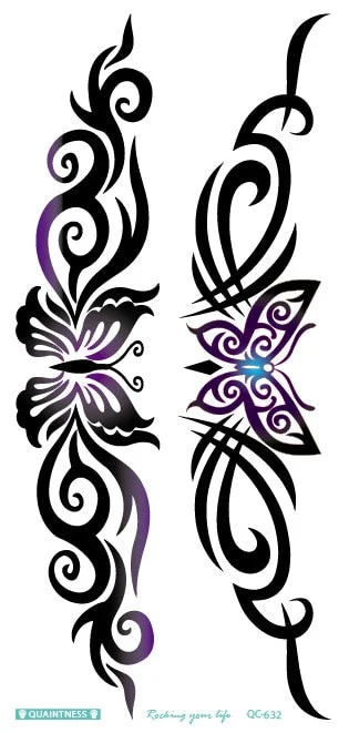 New2020 Black Butterfly Flower Temporary Tattoo Sticker tribal body tattoo Arm Leg Belly Tattoo For women waterprof Taty