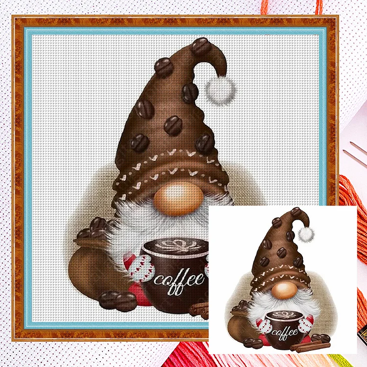 Coffee Gnome (40*40cm) 11CT Counted Cross Stitch gbfke