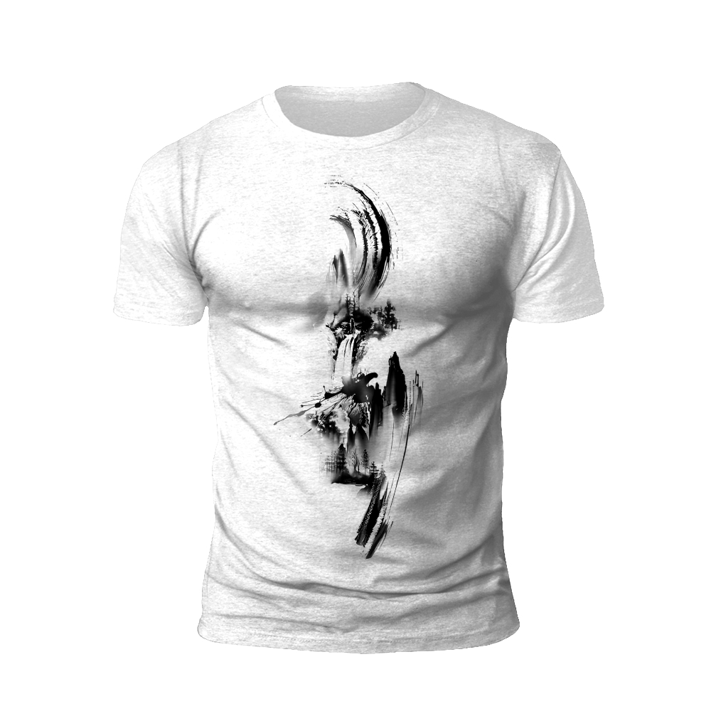Sumi-e Mountains: Ink-Washed Landscape T-Shirt