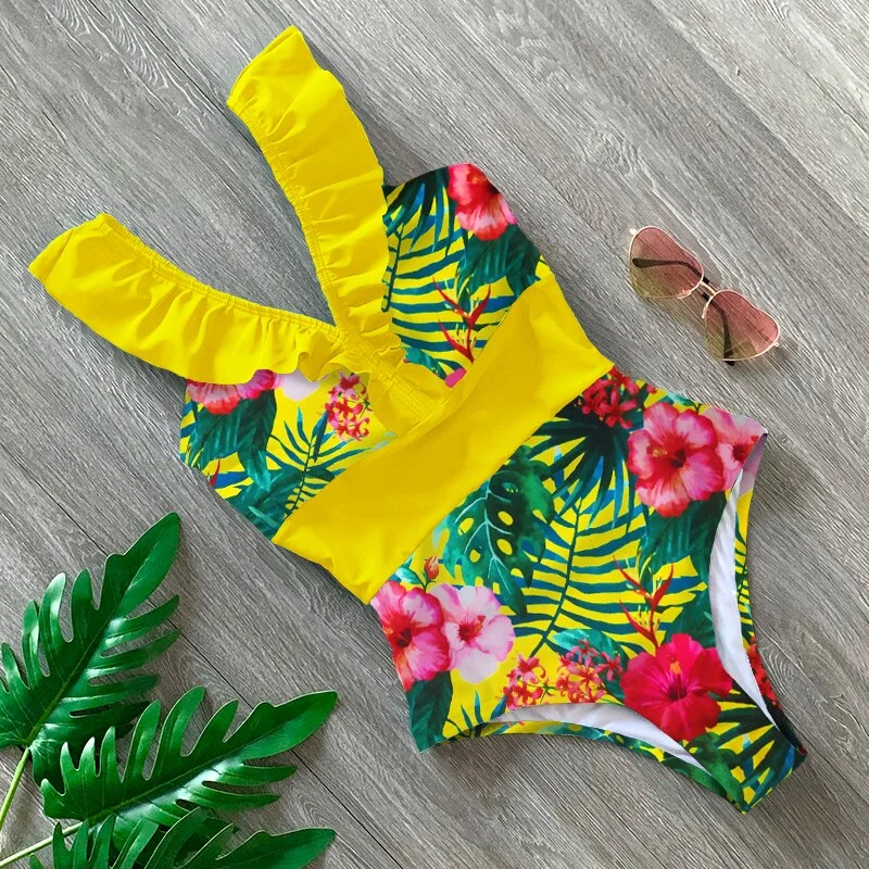 One Piece Swimsuits 2020 Sexy Strip Print Swimwear Women Swimsuit Push Up Bathing Suits Beach Wear Swim Halter Backless Monokini