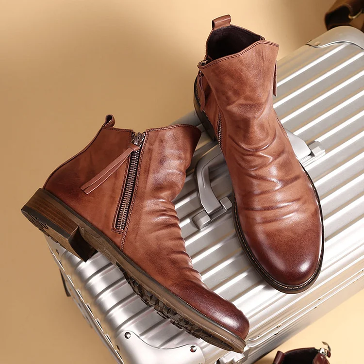 BrosWear Double Side Zipper Anti Slip Gradient Men's Boots