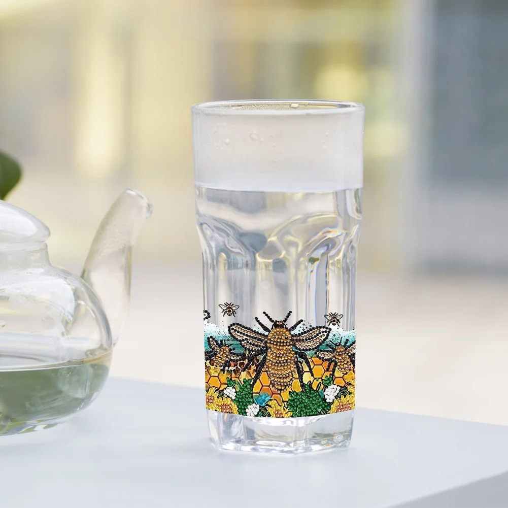 4pcs DIY Sunflower Gnome Rhinestone Stickers Diamond Painting Sticker for Cup(Without Cup)