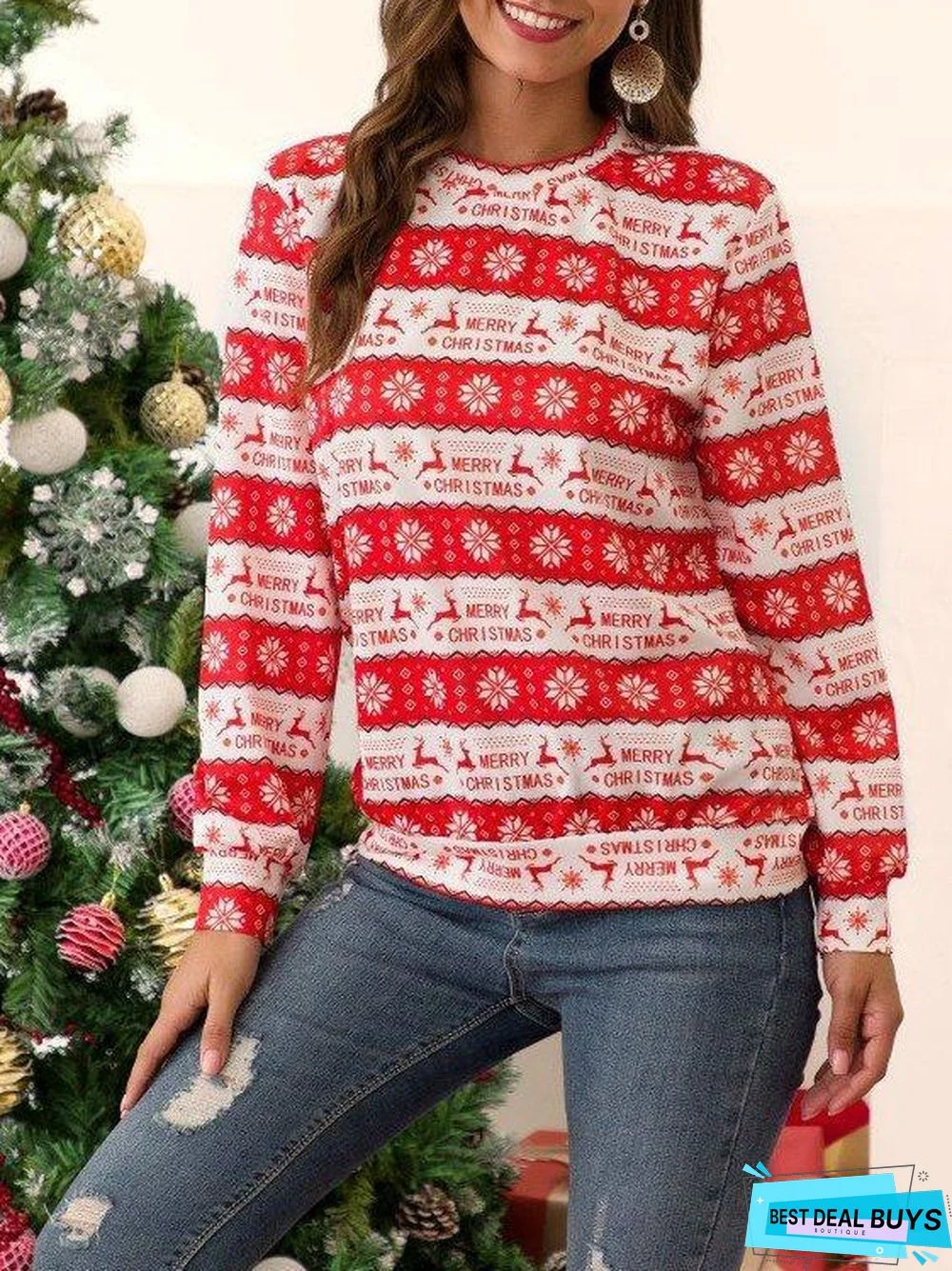 Shift Long Sleeve Printed Sweater