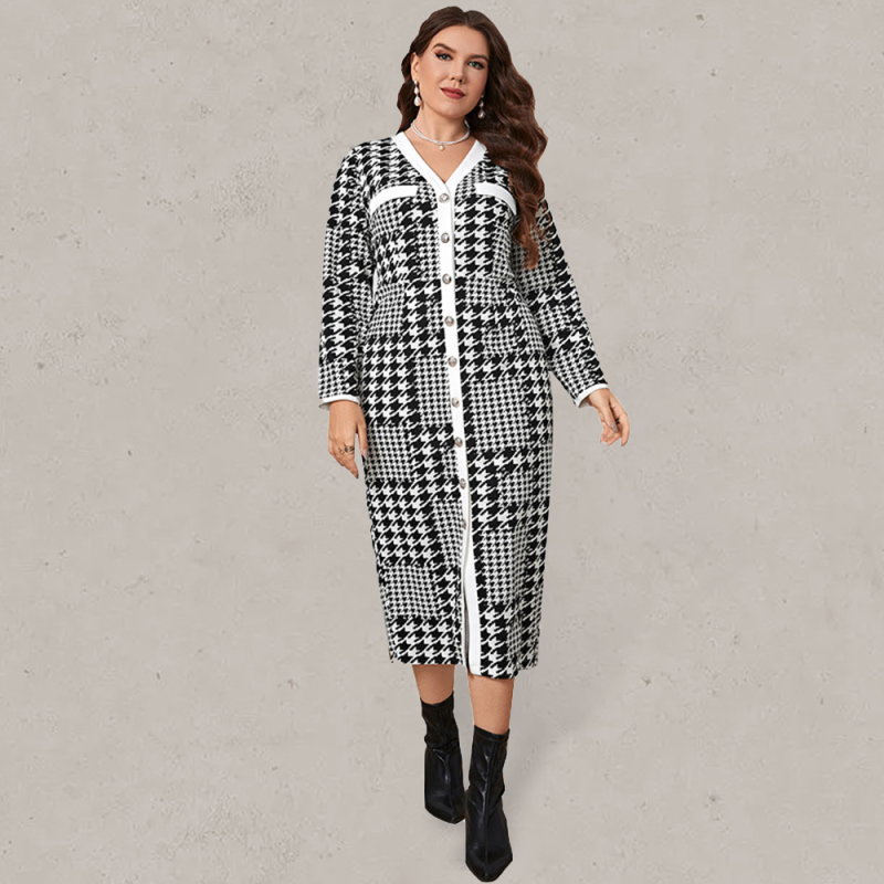 Mature Women Plus Size Slim-fit Hip-packed Long Midi Dress